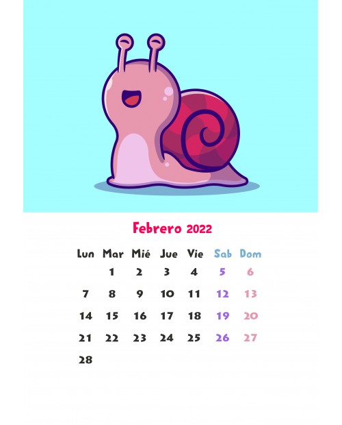 Calendario de Pared 2022, KAWAII